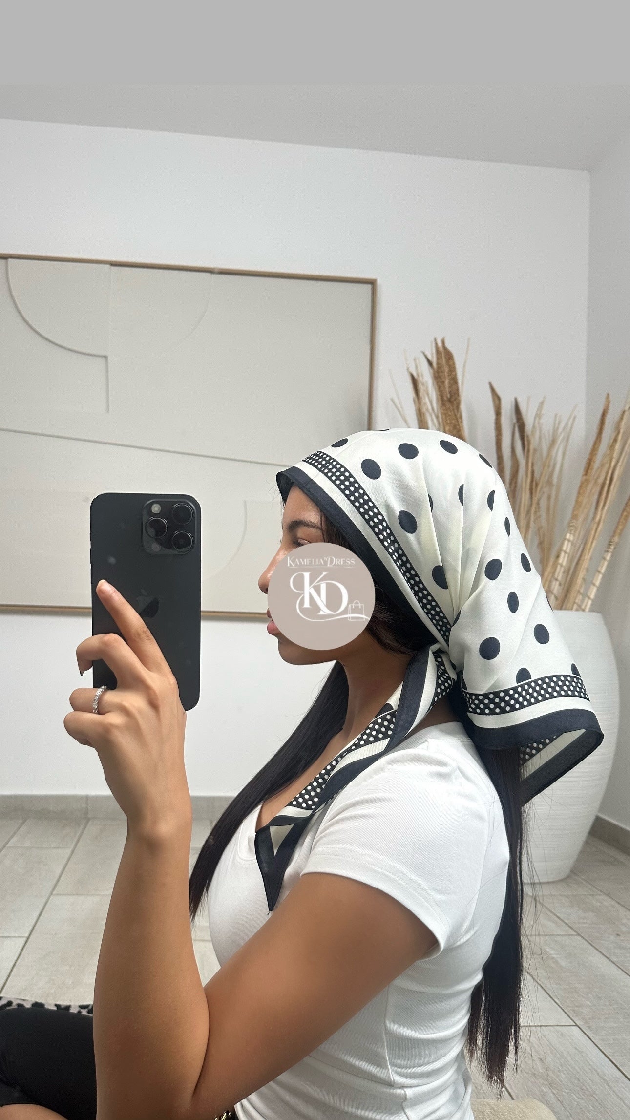 Foulard triangle gros pois